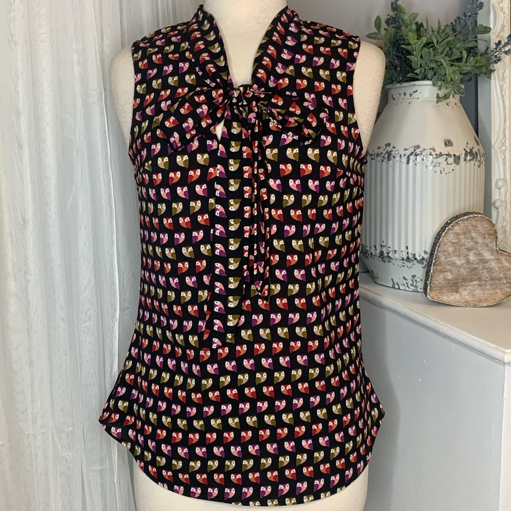 🦉 Owl Retro Cute Professional Blouse w/ Neck Tie